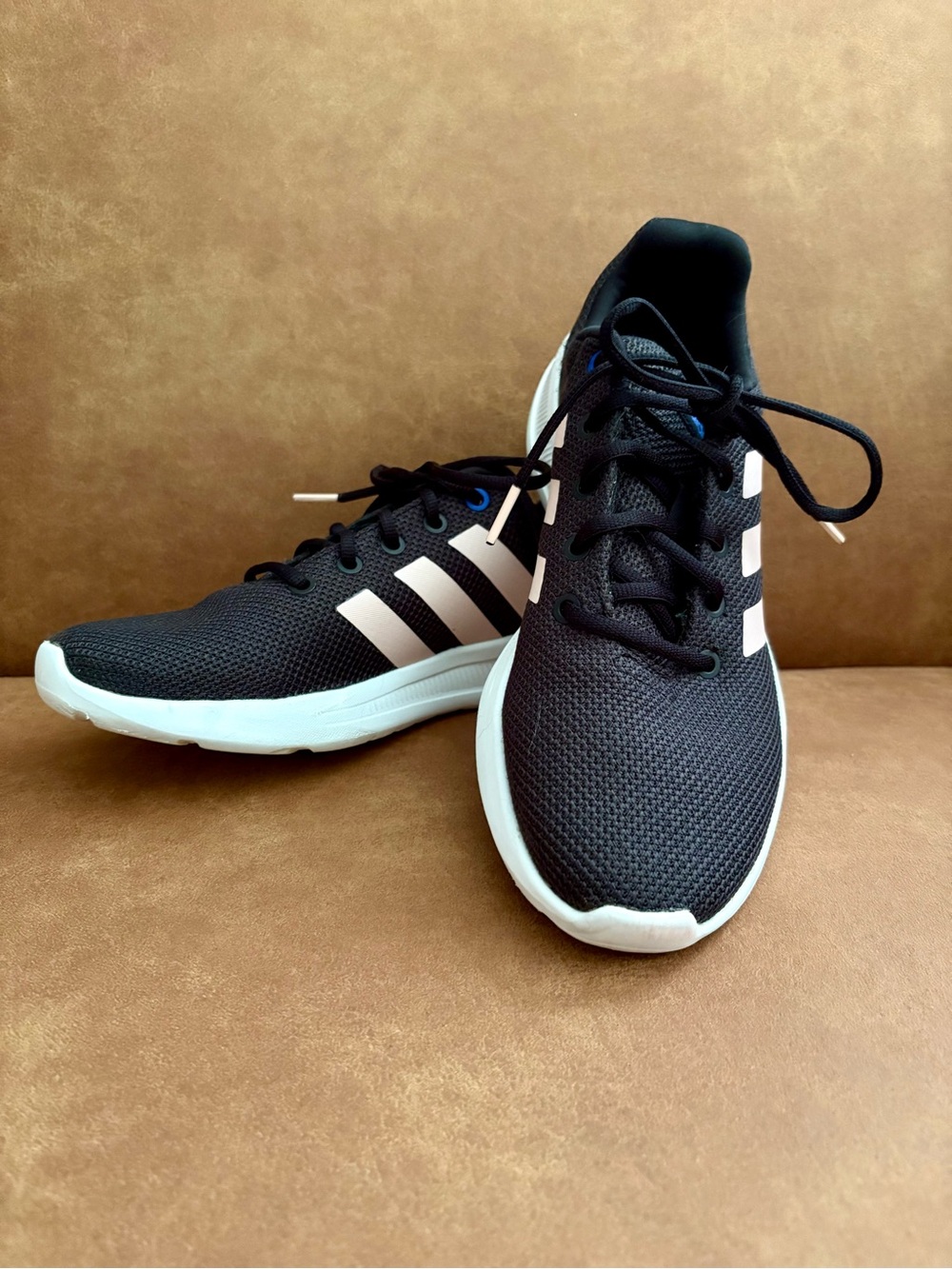 Adidas Women’s Lite Racer CLN 2.0. Size 9. Black With Pink Stripes.